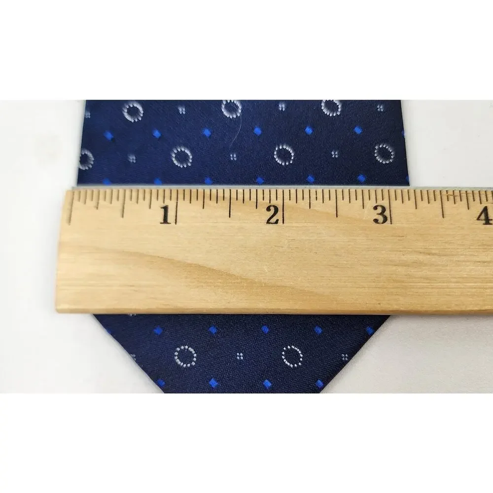 Imani Uomo Men Tie 100% Silk Touch Micro Fiber Navy Geometric Necktie Hand Made